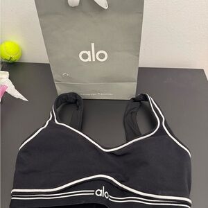 Alo Black Sports Bra with White Trim